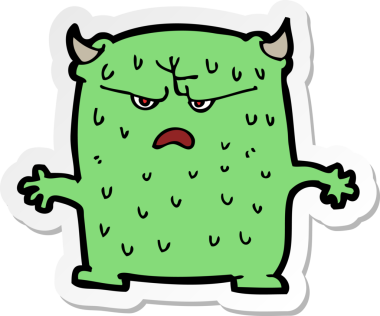 Bir insan tarafından çizilmiş küçük bir uzaylı çizgi film çıkartması.