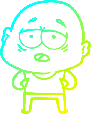 Bir insan tarafından çizilmiş, yorgun, kel bir adamın çizdiği soğuk çizgi.