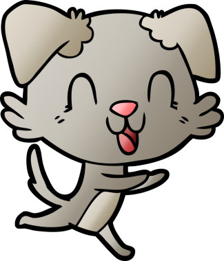 Bir insan tarafından çizilmiş gülen çizgi film köpeği.