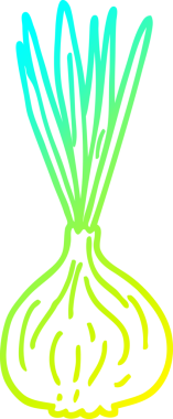 Bir insan tarafından çizilmiş soğan filizlenen bir çizgi filmin soğuk gradyan çizimi