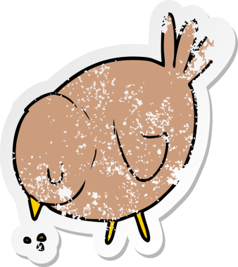 Bir insan tarafından çizilmiş karikatür gagalama kuşunun sıkıntılı çıkartması.