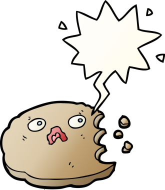 bir insan tarafından çizilmiş düzgün eğimli konuşma baloncuklu çizgi film kurabiyesi