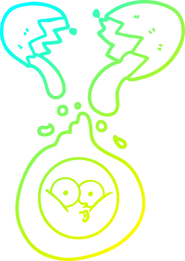 Bir insan tarafından çizilmiş kırık bir yumurtanın soğuk gradyan çizimi.