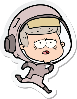 Bir insan tarafından çizilmiş yorgun bir astronotun çıkartması.