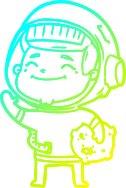 Bir insan tarafından çizilmiş mutlu bir astronotun soğuk gradyan çizimi.