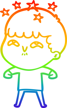 gökkuşağının gradyan çizimi bir çizgi film karakteri tarafından çizilmiş.