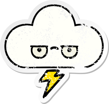 Bir insan tarafından çizilmiş tatlı bir karikatür fırtına bulutunun sıkıntılı çıkartması