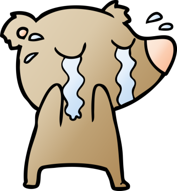 Bir insan tarafından çizilmiş ağlayan ayı karikatürü.