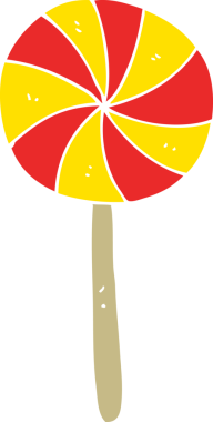 Bir insan tarafından çizilmiş şekerleme lolipopunun düz renk çizimi