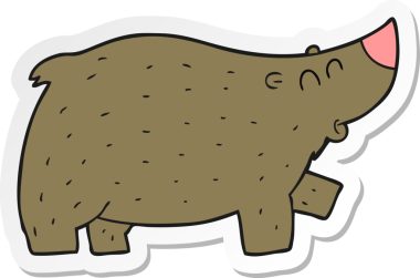 Bir insan tarafından çizilmiş çizgi film ayısının çıkartması.