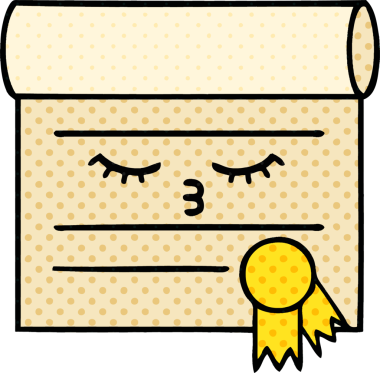 bir insan tarafından çizilmiş bir sertifikanın çizgi roman tarzı