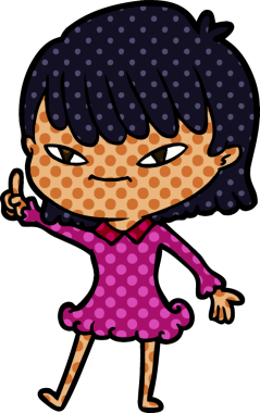 Bir insan tarafından çizilmiş bir fikri olan karikatür kadın.