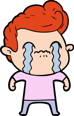 Bir insan tarafından çizilmiş ağlayan çizgi film adamı.