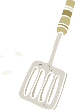 Bir insan tarafından çizilmiş düz renk çizgi film mutfak spatulası