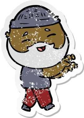 Bir insan tarafından çizilmiş mutlu sakallı bir adamın sıkıntılı çıkartması.