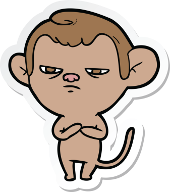 Bir insan tarafından çizilmiş çizgi film maymununun çıkartması.