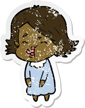 Bir insan tarafından çizilmiş karikatür kızının sıkıntılı çıkartması.