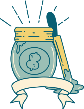 Bir insan tarafından çizilmiş dövmeli fındık ezmeli parşömen.