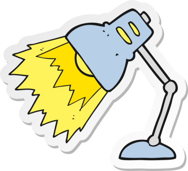 Bir insan tarafından çizilmiş çizgi film lambası çıkartması.