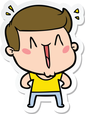 Bir insan tarafından çizilmiş heyecanlı bir adamın çıkartması.