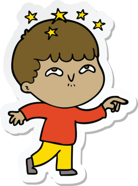 Bir insan tarafından çizilmiş bir karikatür çıkartması.