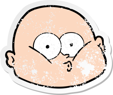 Bir insan tarafından çizilmiş meraklı kel bir adamın sıkıntılı çıkartması.