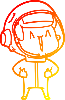 Bir insan tarafından çizilmiş mutlu bir astronotun sıcak çizgi çizimi