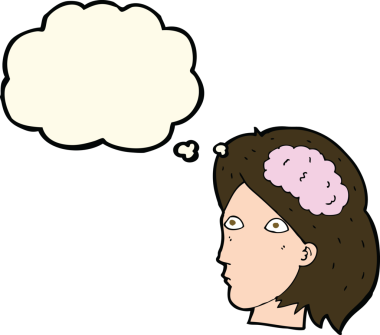 Bir insan tarafından çizilmiş beyin sembollü çizgi kadın kafası.