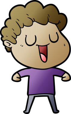 Bir insan tarafından çizilmiş gülen karikatür adam.