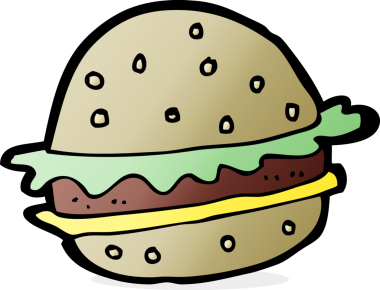 Bir insan tarafından çizilmiş çizgi film hamburgeri