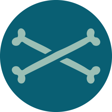 Bir insan tarafından çizilmiş çapraz kemiklerin ikonik dövme şekli