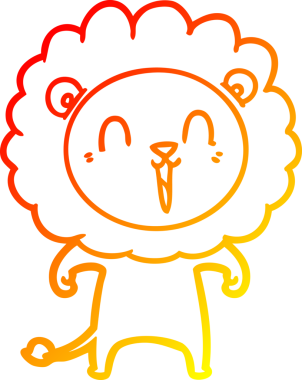 Bir insan tarafından çizilmiş gülen aslan karikatürü.