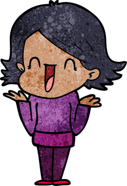 Bir insan tarafından çizilmiş mutlu bir kadın.