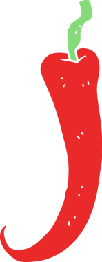 Bir insan tarafından çizilmiş kırmızı biberin düz renk çizimi