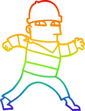 Bir insan tarafından çizilmiş bir çizgi film hırsızının çizimi.