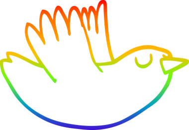 gökkuşağı gradyan çizgi çizimi bir insan tarafından çizilmiş uçan kuş