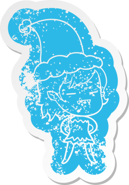 Bir insan tarafından çizilmiş Noel Baba şapkası giyen ölümsüz bir vampir kızın garip bir karikatürü.