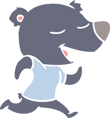 Bir insan tarafından çizilmiş düz renkli çizgi film ayısı