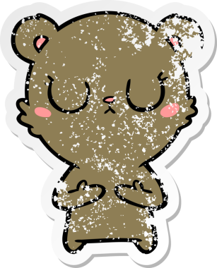 Bir insan tarafından çizilmiş barışçıl bir ayı yavrusunun sıkıntılı çıkartması.