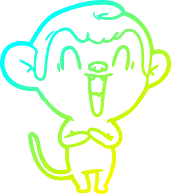 Bir insan tarafından çizilmiş gülen maymun çizgi çizimi.