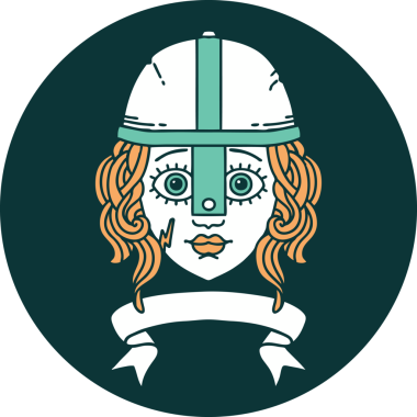 Bir insan tarafından çizilmiş parşömen pankartı olan insan savaşçı karakteri simgesi