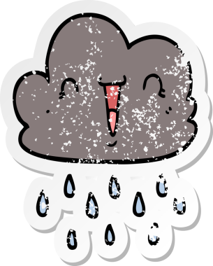 Bir insan tarafından çizilmiş karikatür fırtına bulutunun sıkıntılı çıkartması.