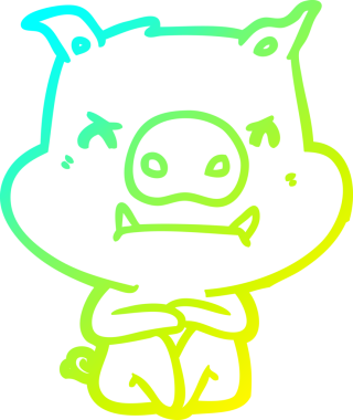 Bir insan tarafından çizilmiş kızgın çizgi film domuzu çizimi.