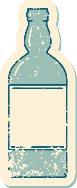 Bir insan tarafından çizilmiş sembolik dövmeli bir şişe resmi.