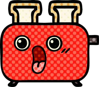 Bir insan tarafından çizilmiş bir ekmek kızartma makinesinin çizgi filmi.