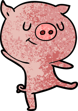 Bir insan tarafından çizilmiş mutlu çizgi film domuzu.