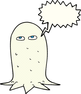 Bir insan tarafından çizilmiş serbest çizilmiş çizgi roman konuşma balonu Cadılar Bayramı hayaleti.