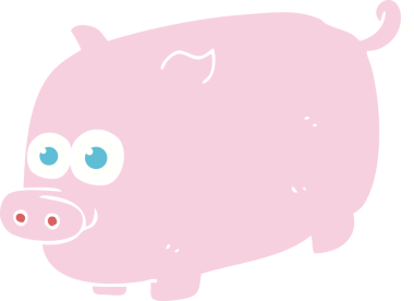 Bir insan tarafından çizilmiş domuzun düz renk çizimi