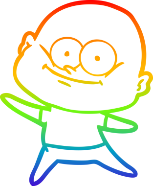 Gökkuşağı gradyan çizgi çizimi bir insan tarafından çizilmiş kel bir adamın çizimi