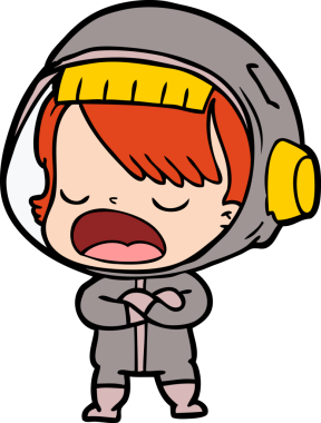 Bir insan tarafından çizilmiş konuşan astronot çizgi filmi.